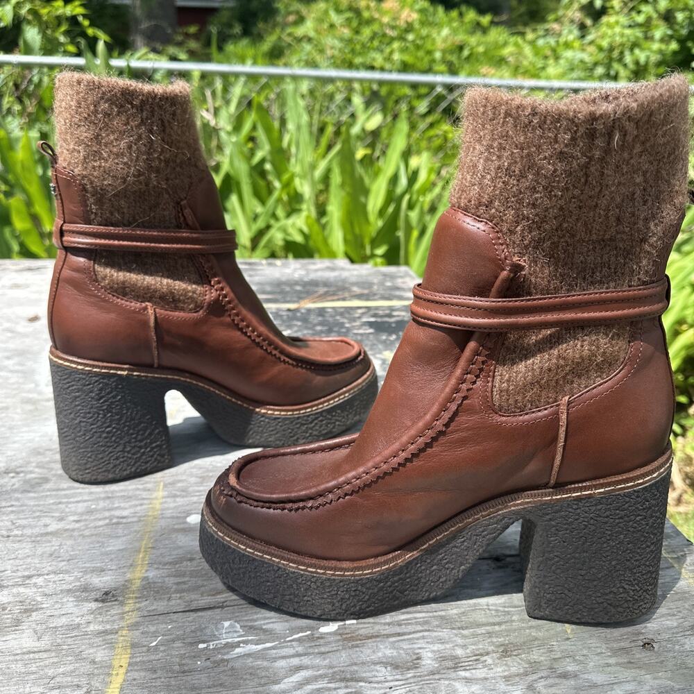 SAM EDELMAN Women’s Brown Sweater Cuffs 2" Platform Sidney Shoes Size 10 - 960 - Picture 7 of 13